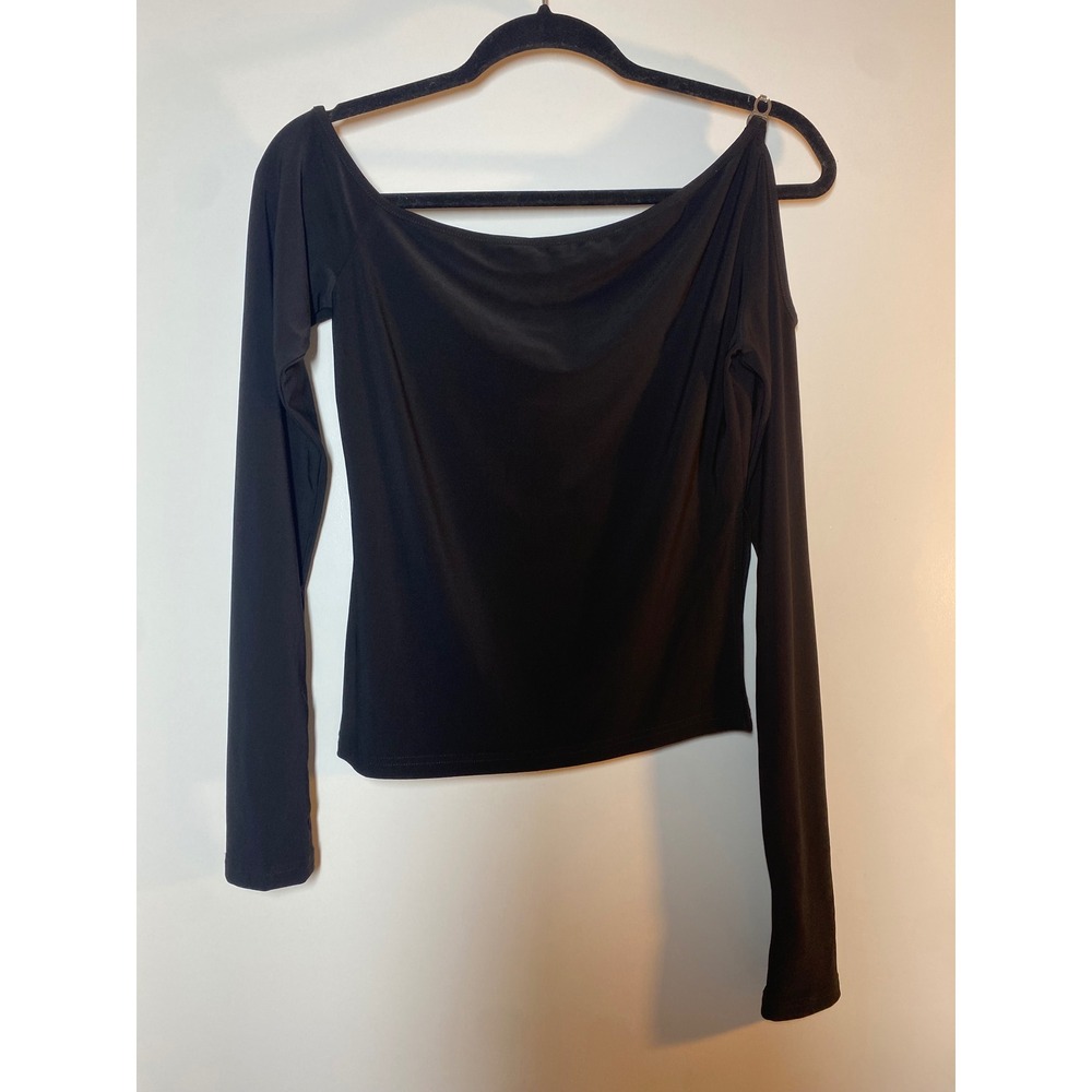 I.AM.GIA Top Women Medium Black New Asymmetrical Cold Shoulder Buckle GIA12780